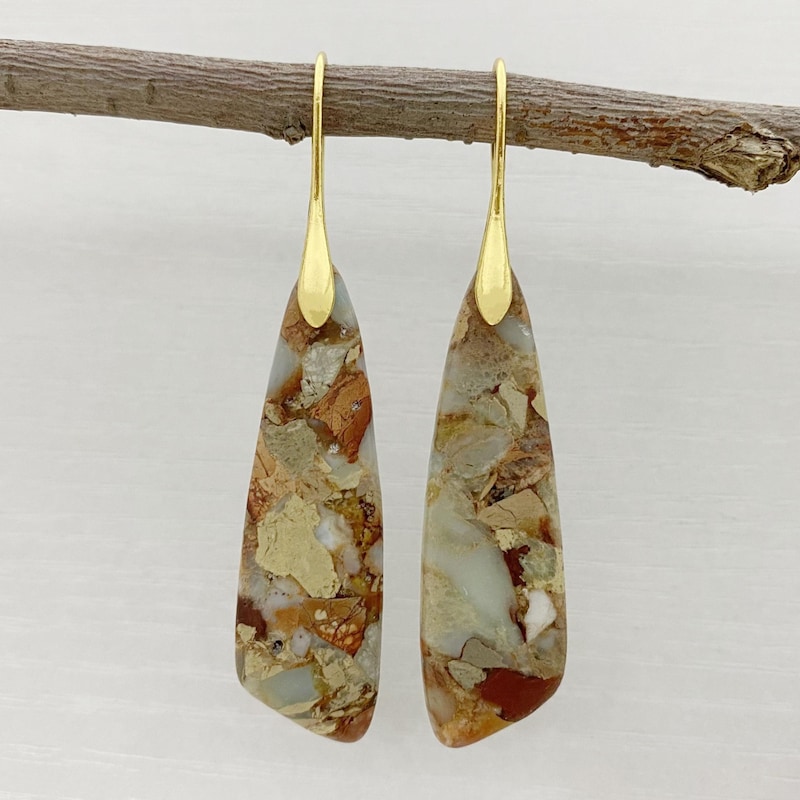 Vintage Oval Stone Earrings Made from Natural Materials main image 0
