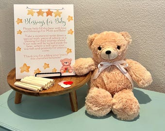 Segen für Baby-Teddybär / Babyparty / Taufe / Taufe / Teddybär / Gebete für das Kind-kundenspezifische Nachrichten-Andenken