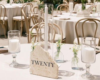 Travertine Wedding Table Numbers: Elegant Rustic Reception Decor