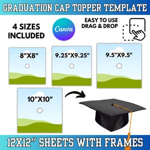 Graduation Cap Topper Canva Template: Cap College Grad Design
