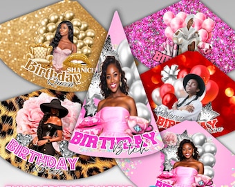 Editable Birthday Party Hat Template Bundle: Party Favor Pack Canva Design