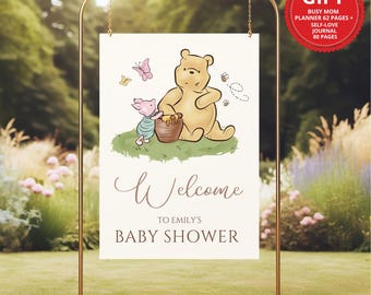 Winnie the Pooh Baby Shower Welcome Sign: Vintage Classic Winnie Canva Design (Digital Download)