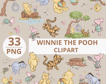 Klassisches Winnie the Pooh und Freunde Clipart, Winnie the Pooh PNG Bundle Clip Art, transparentes PNG, klassisches Winnie the Pooh PNG Bundle