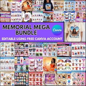 Pacchetto MEGA di Memorial Designs: Design Canva "In Loving Memory", Programma Funebre, Tesa del Cappello