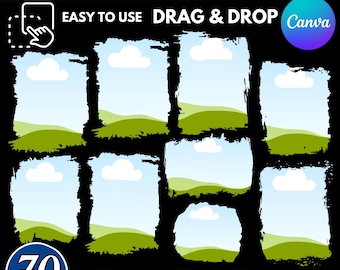 Bleach Effect Canva Frames Bundle: Distressed Edge Photo Frame Templates