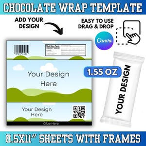 Chocolate Bar Wrapper Template: 1.55oz Candy Bar Wrap, Nutrition Facts