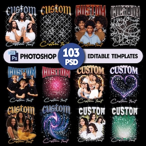 103 Bundle Pack of Editable Photoshop (PS) Templates for Bootleg Designs, Editable Photoshop PSD Files, Custom Rap Tees, DIY Bootleg Designs