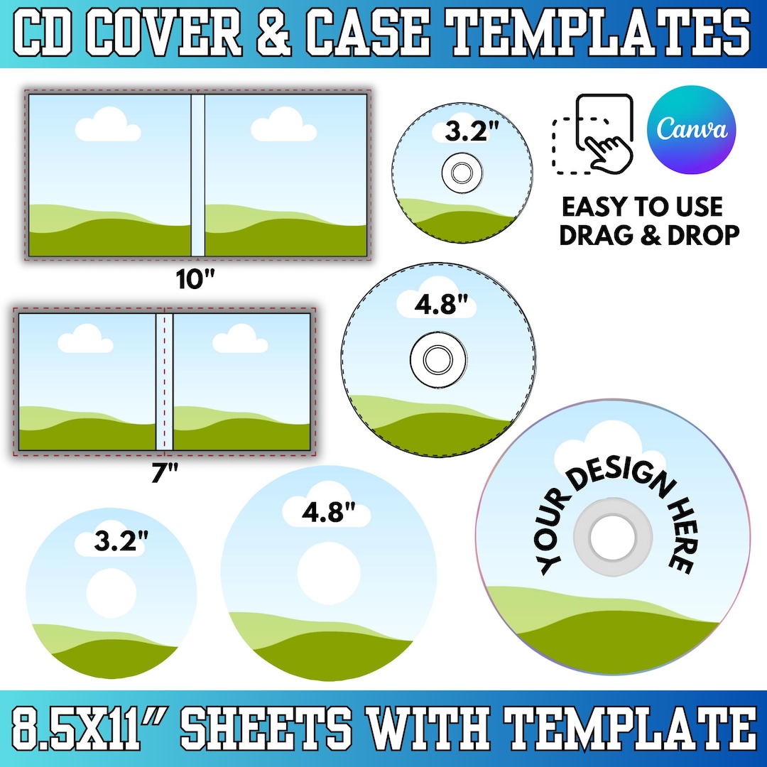 CD Cover & Case Template Set: Printable DVD Cover Design, Jewel Cases ...