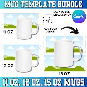 Mug Wrap Canva Template Bundle: 11 Unzen 12 Unzen 15 Unzen Sublimationsbecher-Design