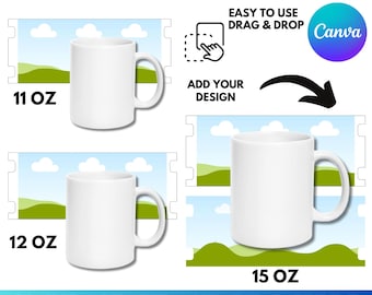 Mug Wrap Canva Template Bundle: 11oz 12oz 15oz Sublimation Mug Design