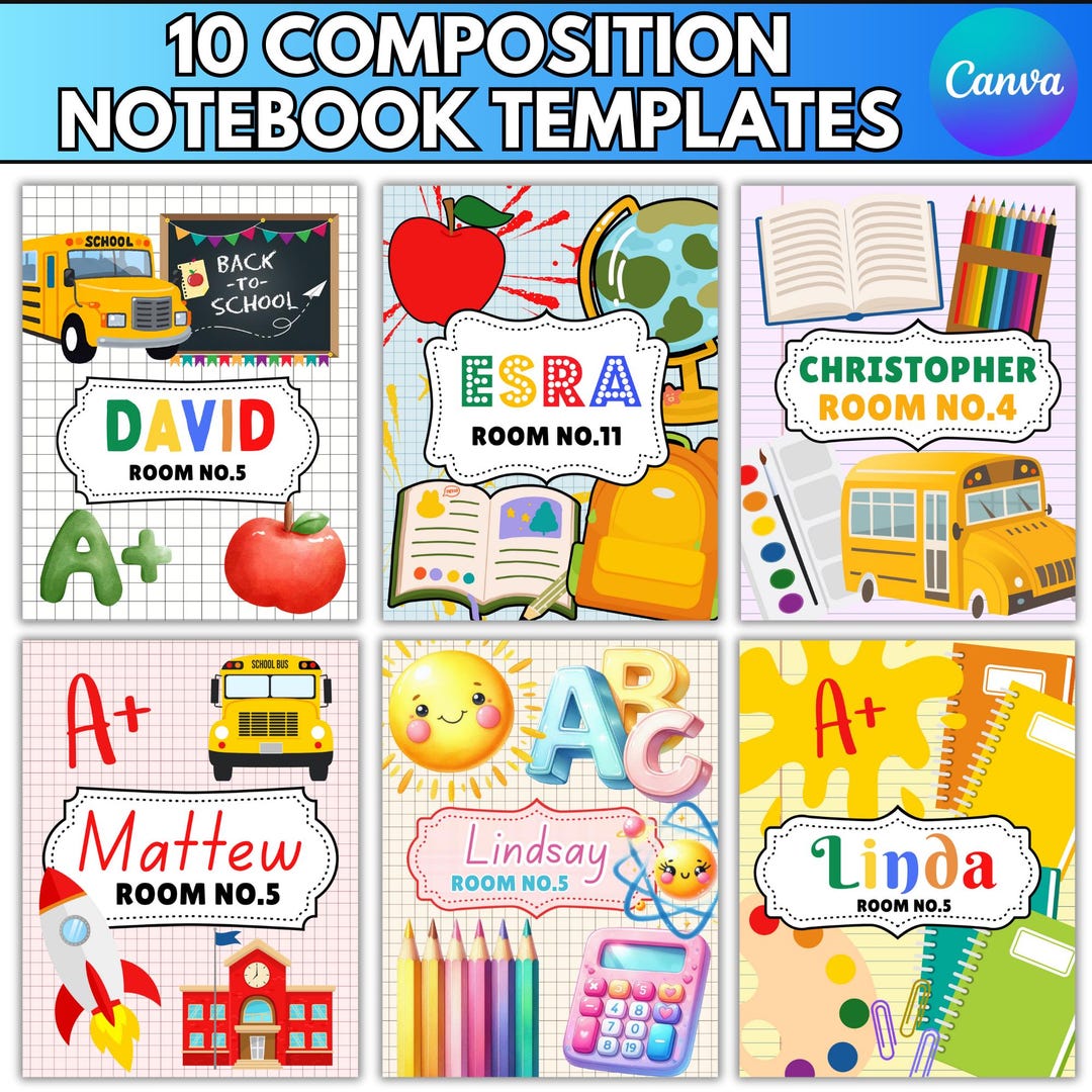 Editable Composition Notebook Cover Templates: Back to School Boy and ...