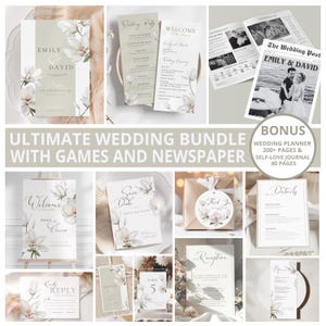 Wildflower Wedding Invitation Bundle: Boho Floral Wedding Set (Digital Download)