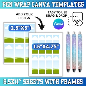 Pen Wrap Canva Template: Sublimation Pen Label,  Wrapper Templates