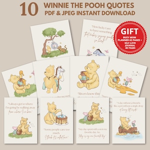 Citazione classica di Winnie The Pooh, pacchetto di citazioni digitali con download immediato di Winnie Pooh, cartello decorativo per festa di compleanno per baby shower, arte murale