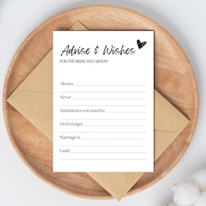 Advies voor de bruid en bruidegom, huwelijksadvieskaarten, afdrukbaar spel vrijgezellenfeest, advies en wensen voor de bruid bewerkbare canvassjabloon