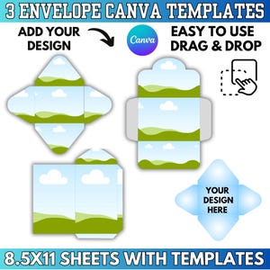 3 Envelope Canva Templates: Money Holder, Wedding Envelops, Junk Journal