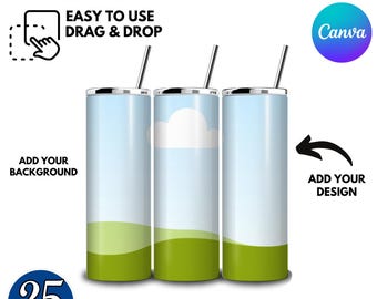 20oz Tumbler Mockup Canva Template: Drag & Drop Tumbler Sublimation Design