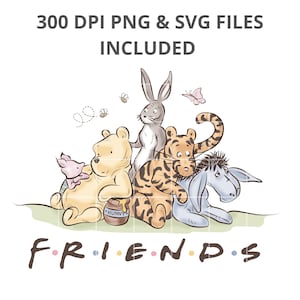 Winnie the Pooh Friends PNG: Baby Shower PNG SVG for T-shirt, Party Favor