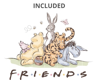 Winnie the Pooh Friends PNG: Baby Shower PNG SVG for T-shirt, Party Favor