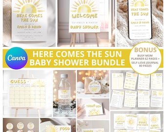 Kit Chá de Bebê Sol: Convite, Brincadeiras "Lá Vem o Filho", Decoração e Modelos em Tela