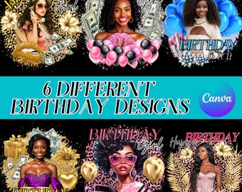 Birthday Design Templates Bundle: Canva Party Designs  For T-shirt Styrofoam Cup