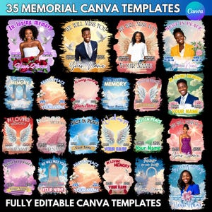 Memorial T-Shirt Canva Template: Funeral Design, In Loving Memory Shirt Designs, Heavens Background