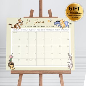 Winnie the Pooh Baby Shower Due Date Calendar: Guess the Date (Digital Download)