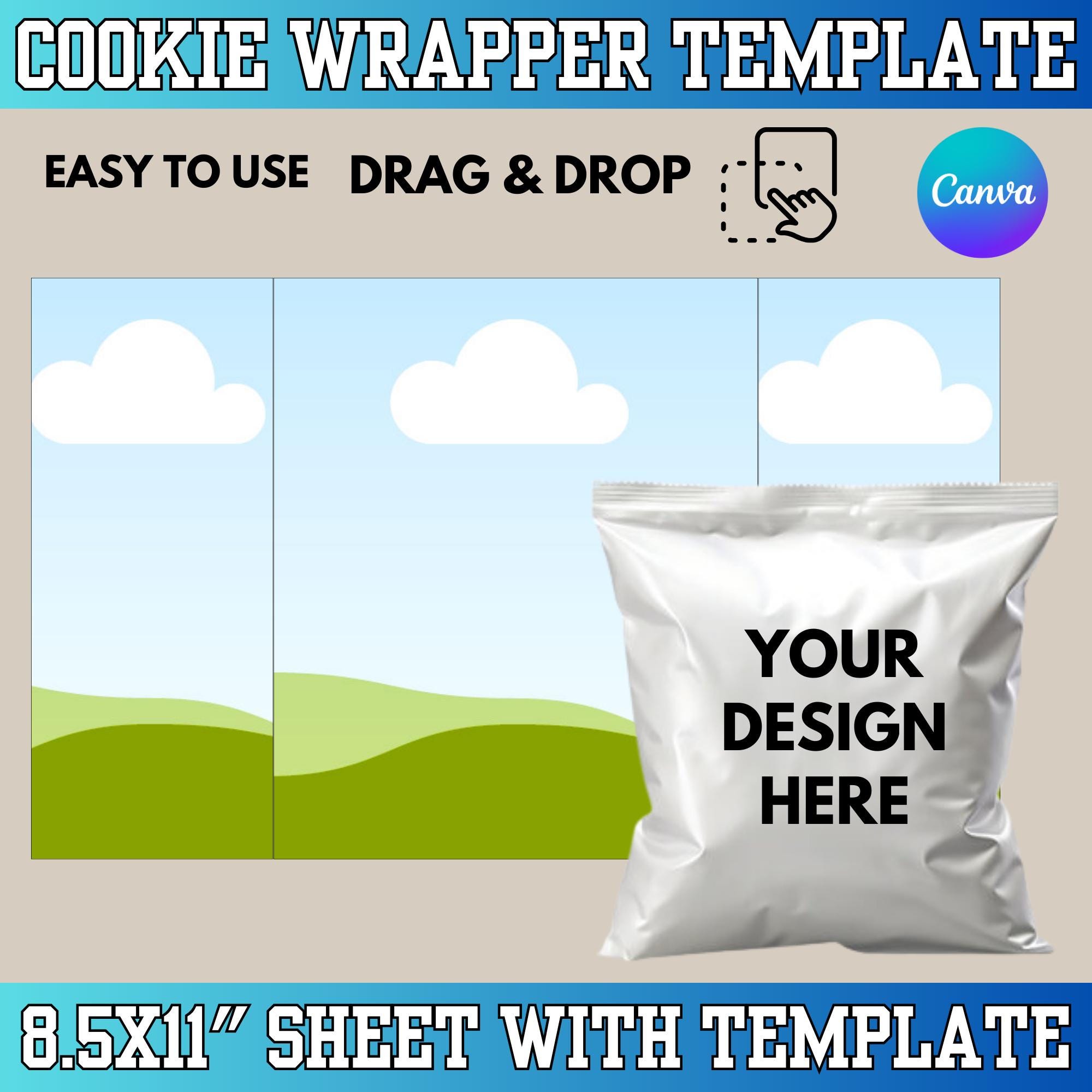 Cookie Launcher Rapper Cookie Wrapper Template: Cookies Bag Customizable Party Favor Label - Etsy