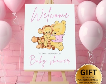 Winnie de Poeh-meisje babyshower welkomstbord: It's A Girl-poster (digitale download)