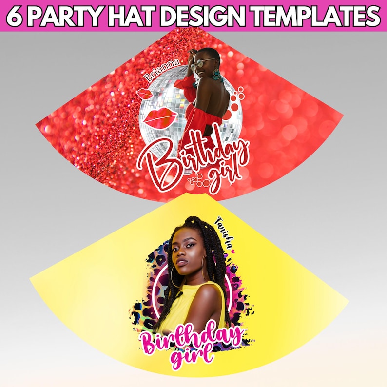 Part Hat Design Editable Birthday Party Hat Templates: Canva Design, Party Favor Pack ...