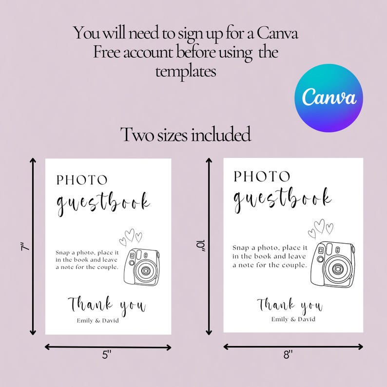 Photo Guestbook Sign Canva Template: Minimalist Guest Book Wedding ...