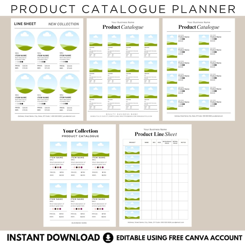 Product Line Sheet Canva Templates: Wholesale Price List Catalog, Pricing Guide Catalogue image 2