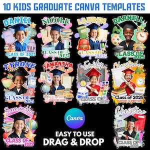 Kids Graduation T-Shirt Canva Template: Pre-k School Kindergarten Elementary Grad Shirt