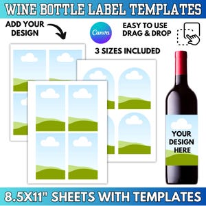 750ml Wine Label Canva Templates: Wine Bottle Sticker Template