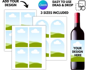 750ml Wine Label Canva Templates: Wine Bottle Sticker Template