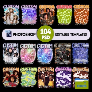 104 Bundle Pack of Editable Photoshop Templates for Bootleg Designs, Editable Photoshop PSD Files, DIY Bootleg Designs, Custom Rap Tees