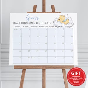 Winnie the Pooh Baby Shower Due Date Calendar: Guess the Birth Date (Digital Download)