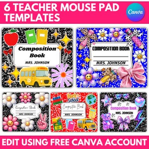 Teacher Mouse Pad Canva Template: Composition Book Design Back To School, Teacher Appreciation