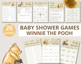 Vintage Winnie the Pooh Baby Shower Games Bundle (Digital Download)