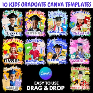 Kids Graduation Shirt Canva Template: Pre-k School Elementary Grad Shirt Congratulation Graduate Bootleg