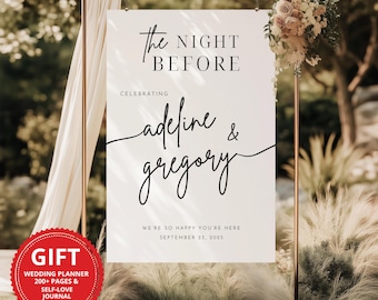 Minimalist Rehearsal Dinner Welcome Sign: Editable  The Night Before Canva Template (Digital Download)