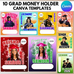 Graduation Money Holder Template Bundle: Editable Senior Grad Canva Design, Grad Gift
