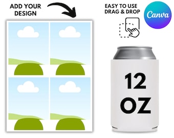 12oz Can Cooler Template: Beer Cooler Sublimation Blank Canva Frame (Digital Download)