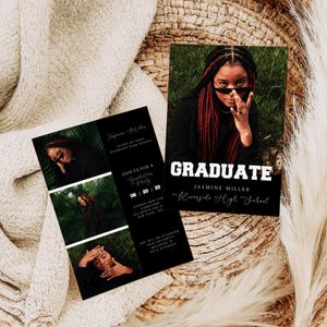 Modern Graduation Announcement Template: Photo Collage, Senior Grad Canva Announcement
