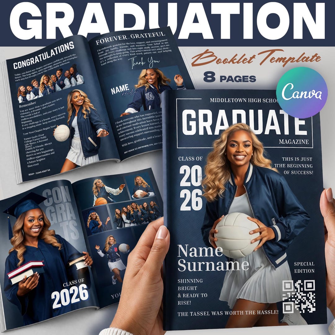 Graduation Exercise Book Senior Graduation Activity Booklet Editable Canva Template: Sport Grad ...