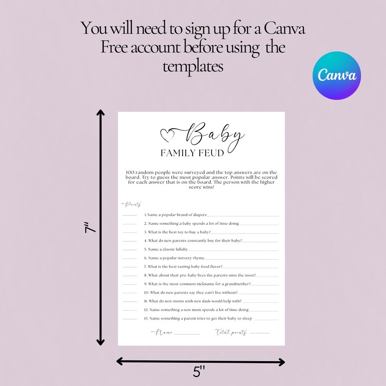 Baby Shower Game Family Feud, Baby Shower Games Printable, Family Feud