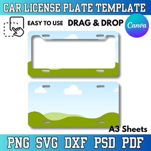 Editable Car License Plate Template: Canva License Frame Svg Png Dxf