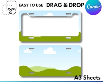 Bewerkbare kentekenplaatsjabloon: Canva-licentieframe Svg Png Dxf