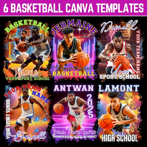 Basketball Mascot Shirt Canva Template:  Custom Bootleg T-Shirt, Photo Sport School Design