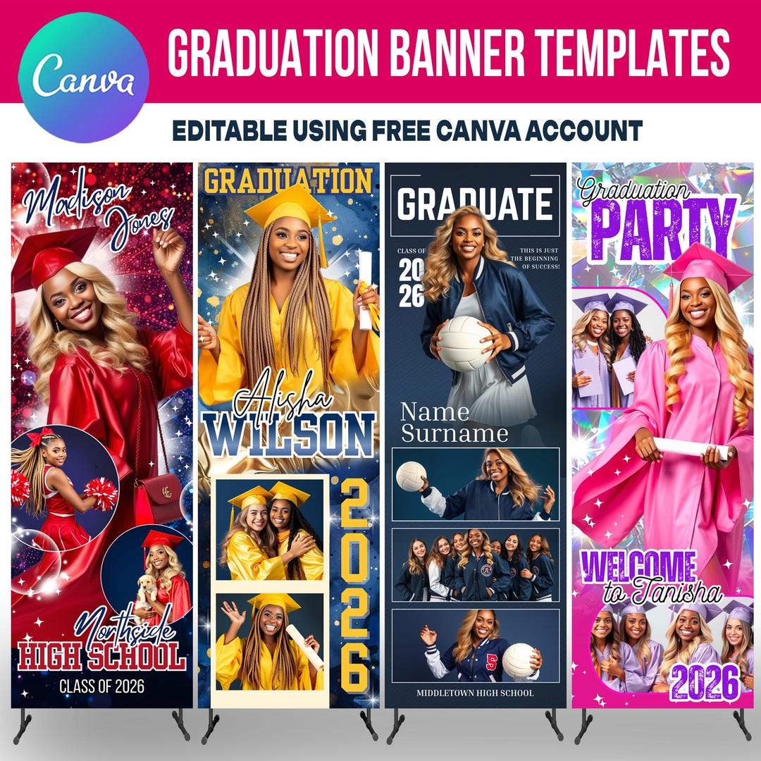 Graduation Banner Canva Editable Template: Senior Class of 2026 ...